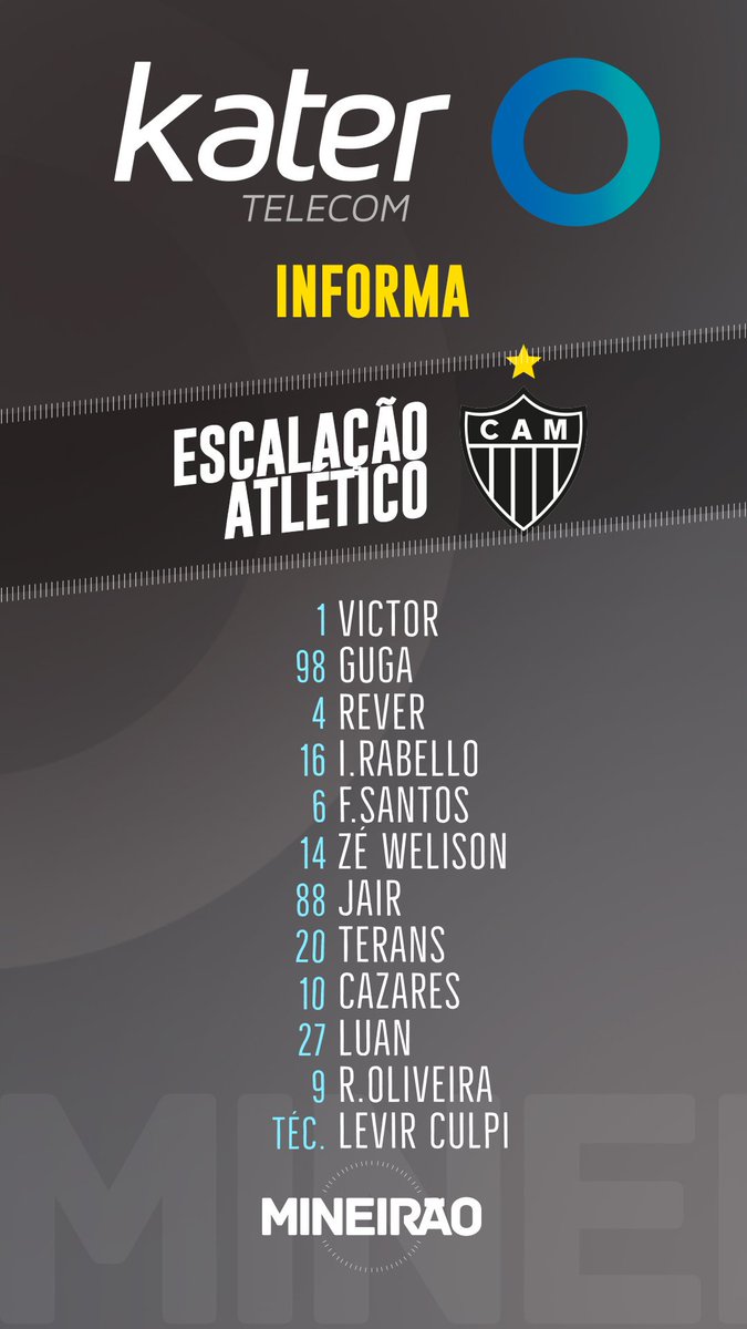 Mineirao's tweet photo. ESCALAÇÕES #CAMXTUPY #KaterTelecom https://t.co/Y3SLYEk9VJ