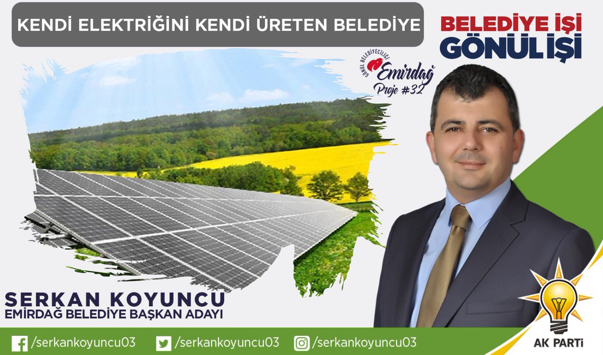 AkgencEmirdag's tweet photo. KENDİ ELEKTRİĞİNİ KENDİ ÜRETEN BELEDİYE

İlçemiz belediyesinin tesislerinde kullanılan tüm elektriği yine belediyemizin bünyesinde kurulacak olan güneş enerjisi santralinde üreterek belediyemiz ve ülkemizin bütçesine katkı sağlanacaktır. @serkankoyuncu03 https://t.co/VwR6JV3hw6