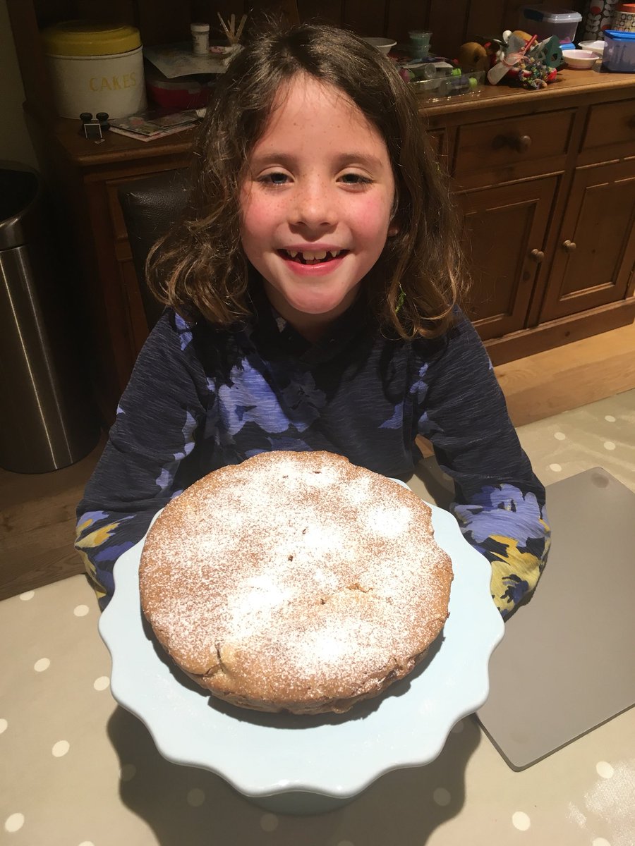 Lizwell4's tweet photo. A proud mini baker for #twitterbakealong #fruitmadefun @fruitbowlfamily with @missmaryberry’s Easy Apple Cake. Utterly delicious. https://t.co/6rKMPVjiKA