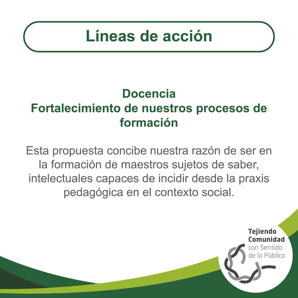 Seis líneas descritas viabilizan las premisas de la propuesta hacia la construcción de las iniciativas que las materializan de manera dialogante. Conoce más sobre cada una en ow.ly/s9Qm30o7EE7