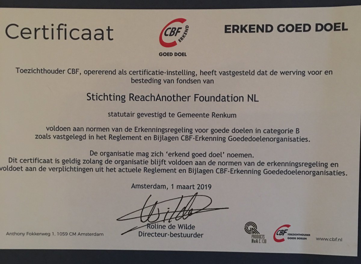 ReachanotherN's tweet photo. CBF keurmerk voor de ReachAnother Foundation! #Ethiopia https://t.co/1XppAW0ySB https://t.co/gj95DrsrMq