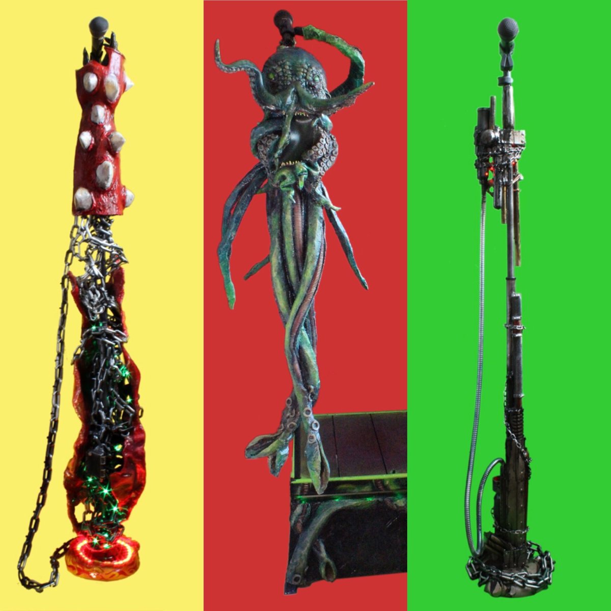 DevilAndSons's tweet photo. Here's three of the mic stands I have made, each was designed closely with the singer that commissioned it. If you have an idea and want something unique please do get in touch.
#madetoorder #takingcommissions #collabortiveworking #oricandesignitallforyou #custommicstand https://t.co/Kop92w5YuB