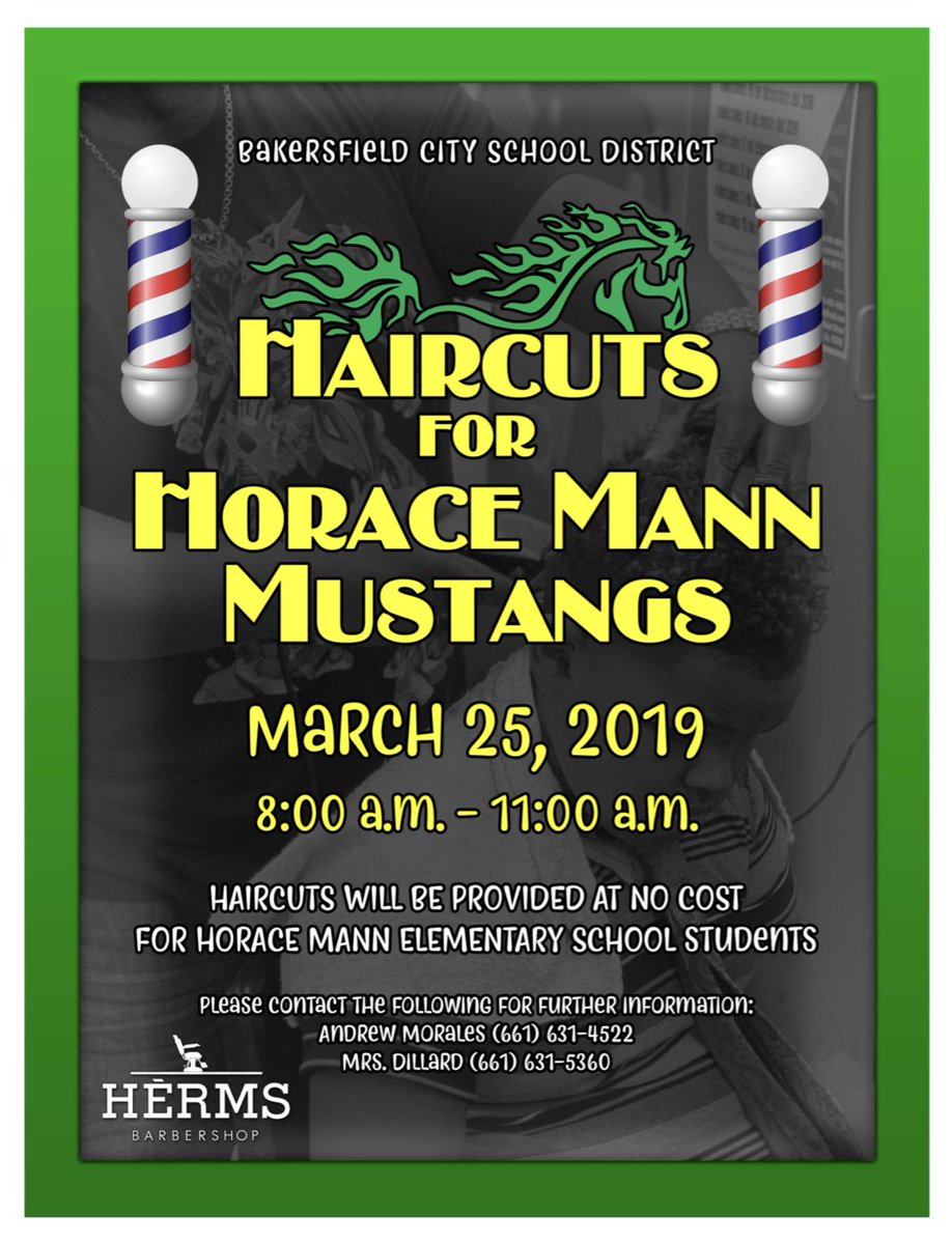 Thank to the barbers from <a href="/hermthebarber/">"H3RM_CUTiT” 💈</a> for hooking our kids up with fresh haircuts at <a href="/HMannMustangs/">Horace Mann Elementary School BCSD</a>! #TeamBCSD #kidsmatter #hermsbarbershop #comunitymatters