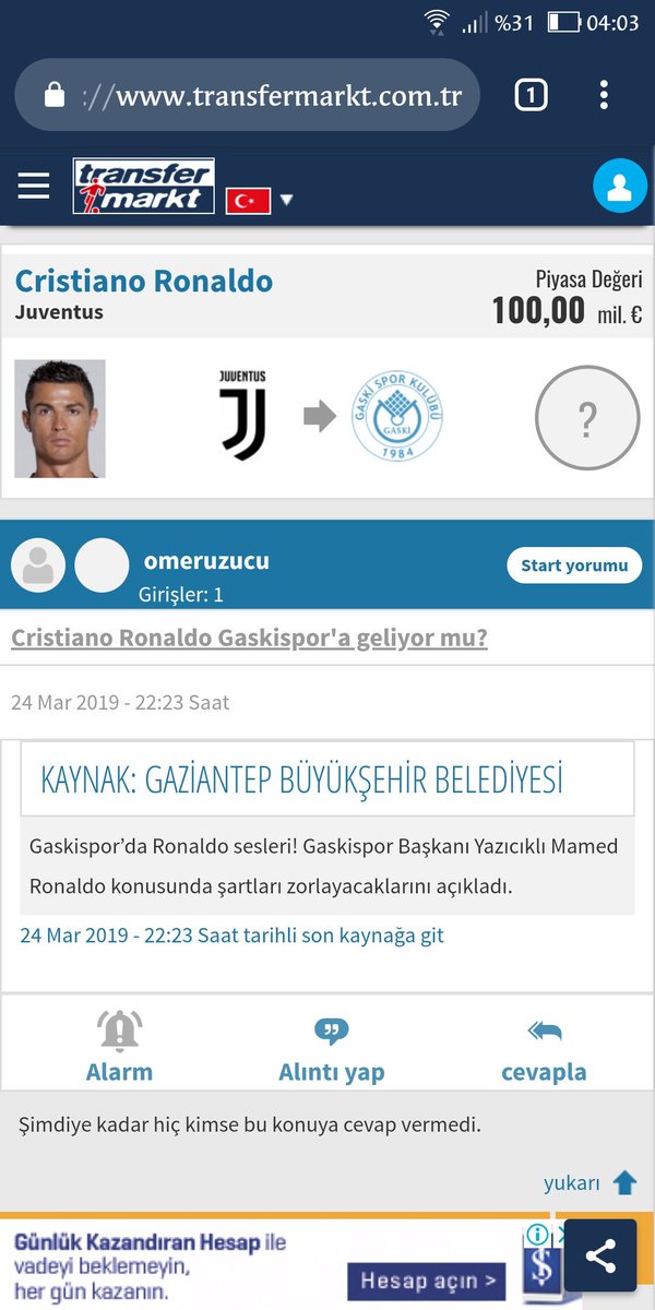 Ronaldo bitti,Gaskispor'a hayırlı olsun.