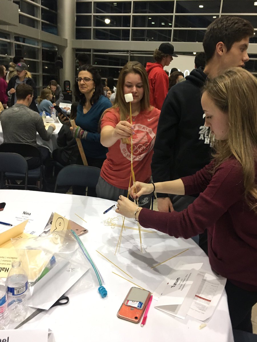 RiverHawkLead's tweet photo. Thank you to all of our student-athletes who participated in our working Together &amp; Exploring Your Strengths program tonight! I think we had many successful towers in our team Marshmallow challenge! #RHLA #UnitedInBlue https://t.co/voitO6h8IA