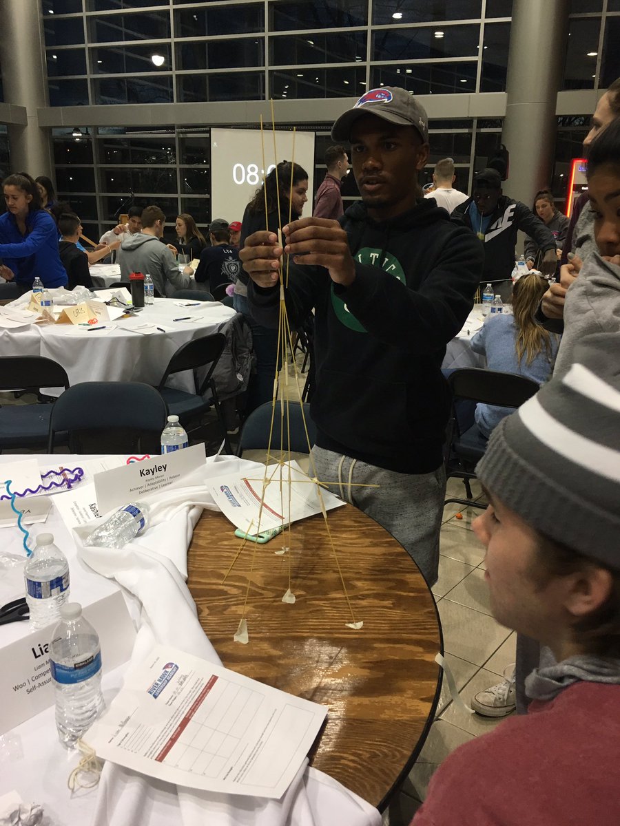 RiverHawkLead's tweet photo. Thank you to all of our student-athletes who participated in our working Together &amp; Exploring Your Strengths program tonight! I think we had many successful towers in our team Marshmallow challenge! #RHLA #UnitedInBlue https://t.co/voitO6h8IA