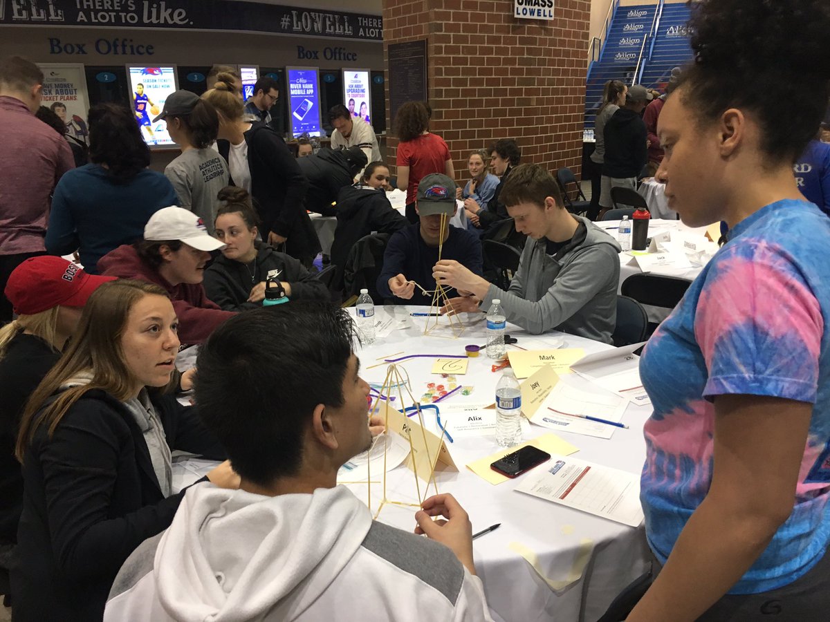 RiverHawkLead's tweet photo. Thank you to all of our student-athletes who participated in our working Together &amp; Exploring Your Strengths program tonight! I think we had many successful towers in our team Marshmallow challenge! #RHLA #UnitedInBlue https://t.co/voitO6h8IA