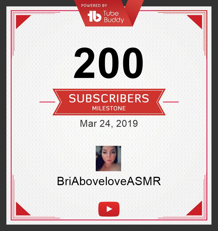 AsmrBri's tweet photo. Just got my 200th Subscriber.
Thank you to everyone for Subscribing, liking and commenting on my videos.

Not subscribed yet? Please click on the link.
If you enjoy my content Please Subscribe and lets keep our Abovelove Family growing.

.. Xo Bri 💜

https://t.co/HefpPZQTKd https://t.co/p7iIWcd5d0