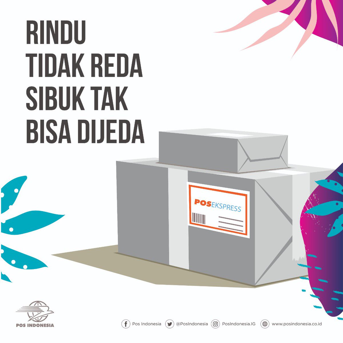 PosIndonesia's tweet photo. Saat sibuk dan rindu saling tercampur aduk, bukan berarti harus lempar handuk. Sampaikan tanda rindu dengan pengiriman yang aman dan tepat waktu.

#POSIndonesia #POSinaja #KabariNegeri #AmanTepatWaktu #AgenPos #BUMNhadiruntuknegeri #kurir https://t.co/8W0Ij2tp8M