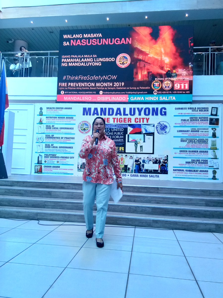 MandaluyongPIO's tweet photo. Mayor Menchie delivering Monday morning message in observance of Fire Prevention Month 2019
#ThinkFireSafetyNow https://t.co/iFtT62zJ7K
