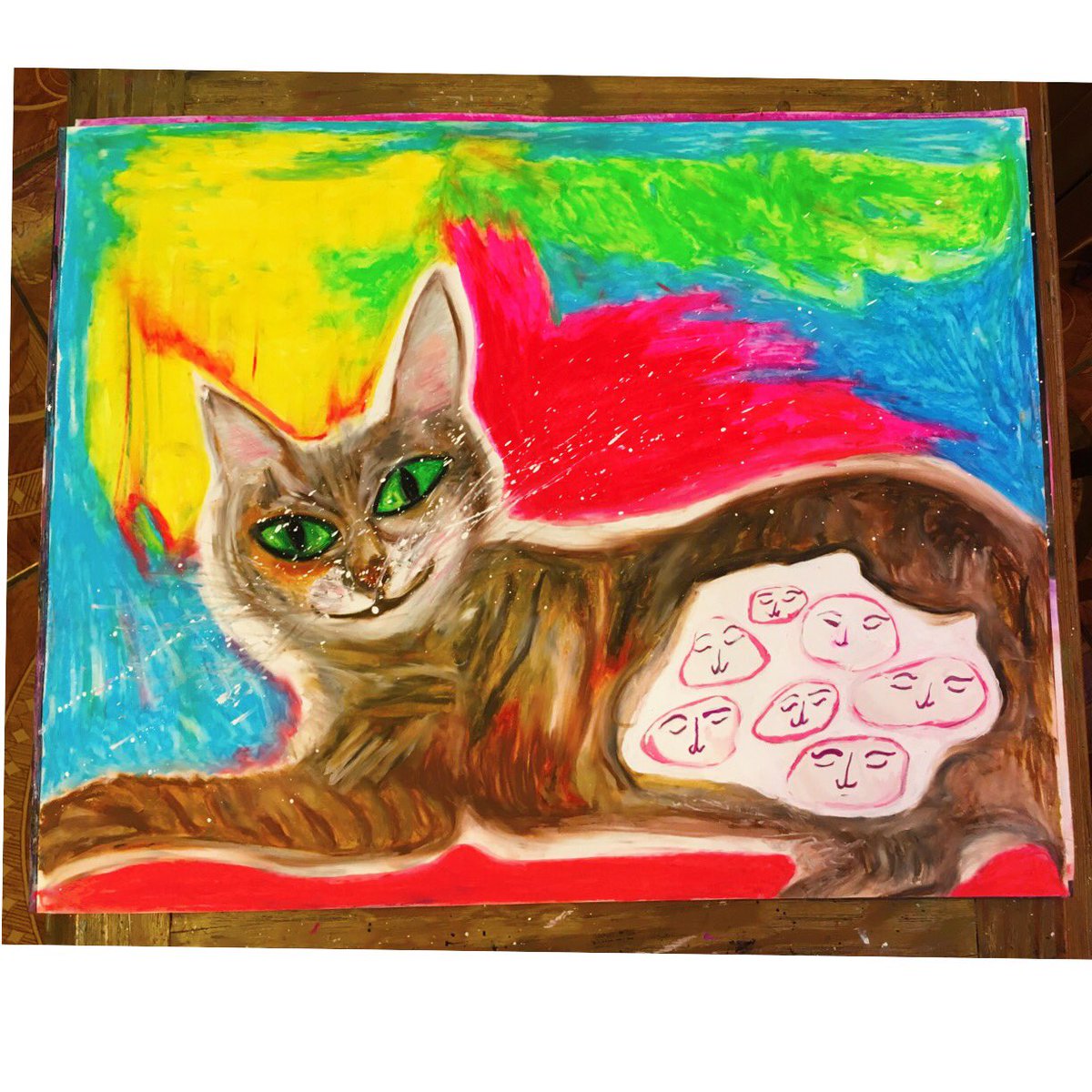 MelRadomski's tweet photo. ‘BackyardYoon and her Sweet Sleepin’ Stone Babies’/ oil pastel, pencil &amp; marker on paper https://t.co/RI2chcTasU
