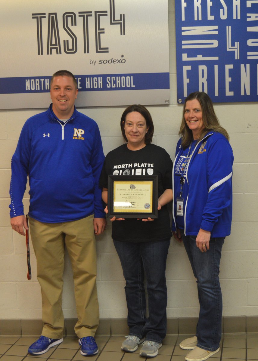 NPFoodService's tweet photo. Friday was a Great Day!  Stephanie McConnell, NPHS Kitchen Manager, was recognized as the NPHS Employee of the Month for March.  Great Job and Congratulations to Stephanie!  
@nppsd @bsnowden11 @sodexoUSA @NPHS_AD https://t.co/Q3CkUODJJg
