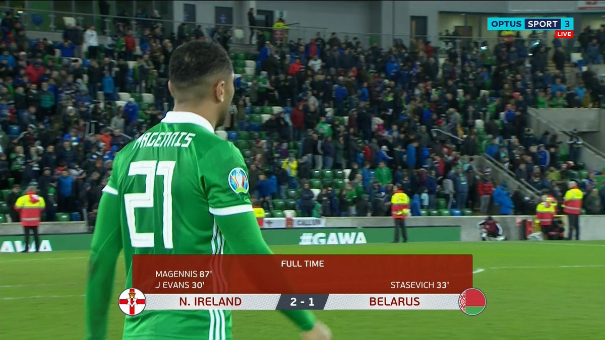 StanSportFC's tweet photo. A late goal was enough to win it for Northern Ireland in Belfast.
Northern Ireland 2-1 Belarus
#NIRBLR #EURO2020 #OptusSport https://t.co/vBT6ufFj62