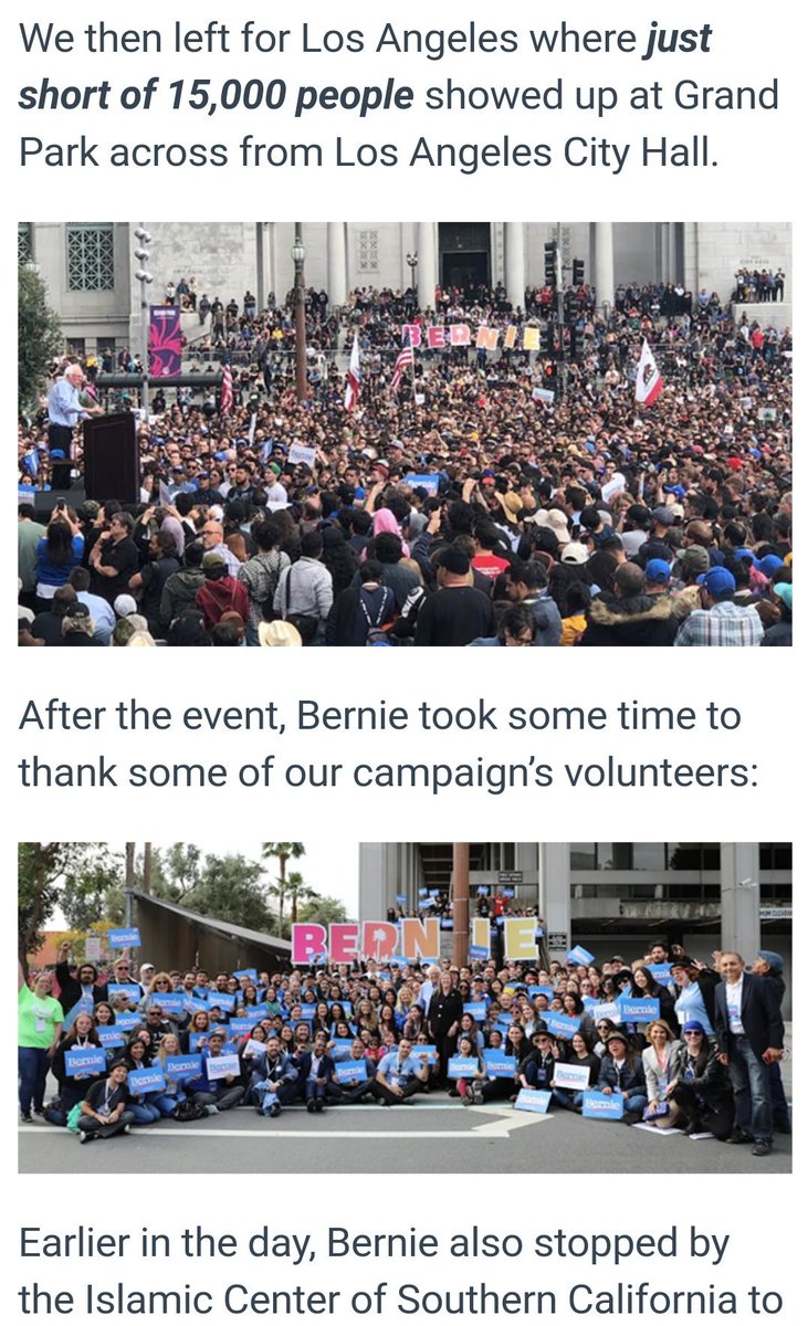 iskandrah's tweet photo. #Bernie2020 in California drew amazing crowds! Young and older people are ready for a president who will once again put the people first! #BernieInSF #BernieInLA #BernieInSD https://t.co/hn88ztooGT