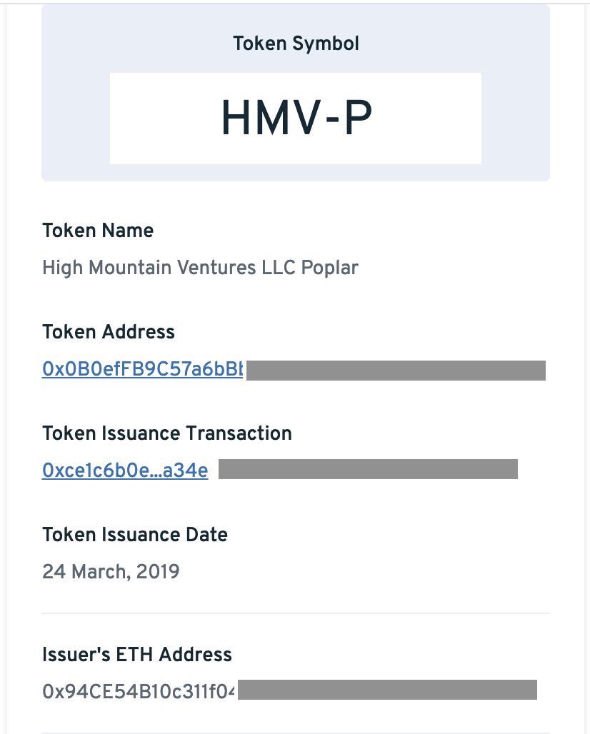 highmtnventures's tweet photo. HMV continues to push the boundaries as today it minted and issued a fully-custom ECR-20 security token (HMV-P) to represent ownership interest in the HMV Poplar Fund. https://t.co/HFqANMga4G