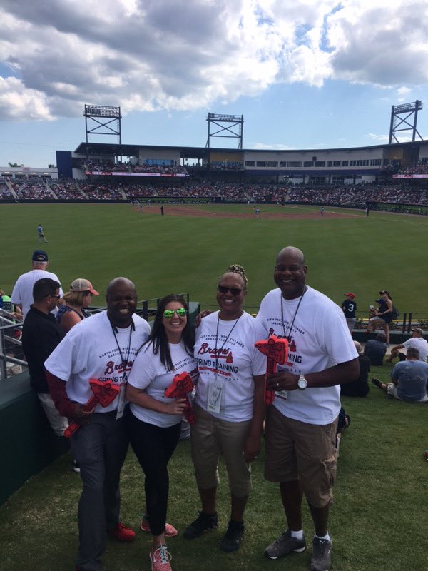 PCPiratesHS's tweet photo. Congratulations to Dr. Curtis and LT Commander Barnes!  Both celebrated Veterans Appreciation Day at the opening of the Atlanta Braves spring training facility today! https://t.co/MpWLUNV7Wk