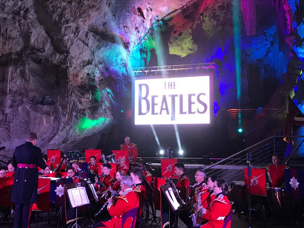 Convent_Gib's tweet photo. Congratulations to the Royal Gibraltar Regiment Band, accompanied by the Band of the Irish Guards and Wynne Evans, for their truly worldclass Unconquered Concert in St Michael’s Cave to mark the Regiment’s 80th Anniversary. A fitting tribute of musical excellence. https://t.co/McAAjETLy8