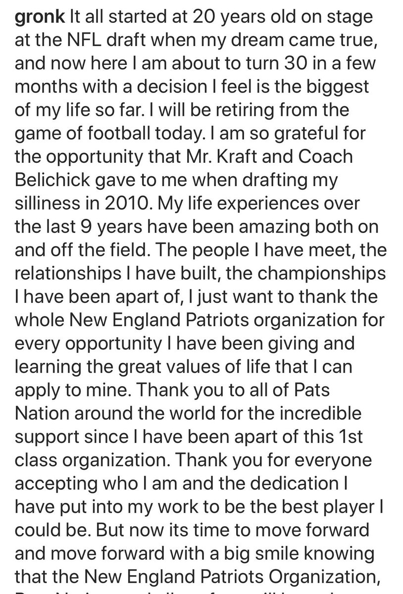 whateverculture's tweet photo. BREAKING: Gronk just announced his retirement from the NFL. Cheers 🍺 https://t.co/Bfp0DS07So