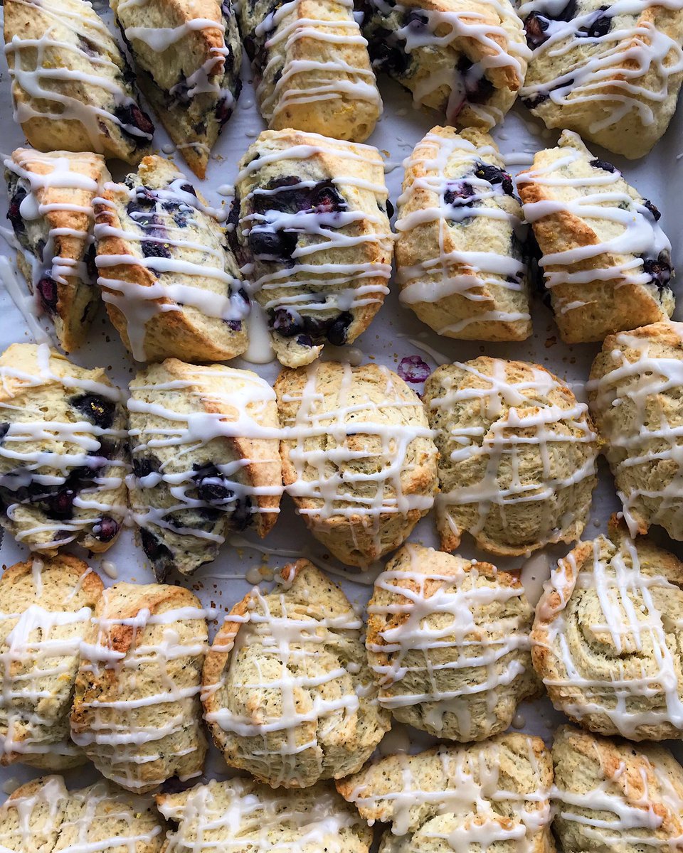 bottomlessbaker's tweet photo. Scone-y Sunday, featuring fallen-over 
lemon blueberry &amp; lemon earl grey flavours. 
#jarrytype https://t.co/F3kZ9WGx76