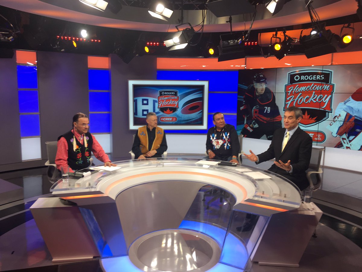 45 minutes and counting to Rogers Hometown Hockey in Cree on @aptn_ca Pick drop us at 7:00 ET @CYFN_GrandChief <a href="/Shoot27Score/">Jamie Leach</a> <a href="/kevallevand/">Karee Vallevand 🦋</a> <a href="/DreamcatcherHKY/">Alfie Michaud</a> <a href="/djshub/">Shub</a> <a href="/SAYMagazine/">SAY Magazine</a> <a href="/Akillorn19/">Alex Killorn</a> @nodjick