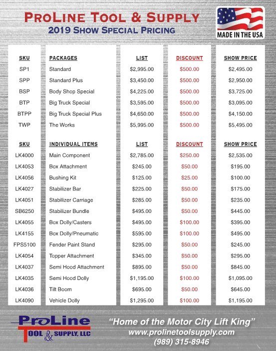 proline_tool's tweet image. We are opening up our Northeast Show Specials to anyone who is interested in saving some money. These prices are for phone orders only and expire in a week, so give me a call today 989-551-5314, don&apos;t let time run out on these great deals!!!
