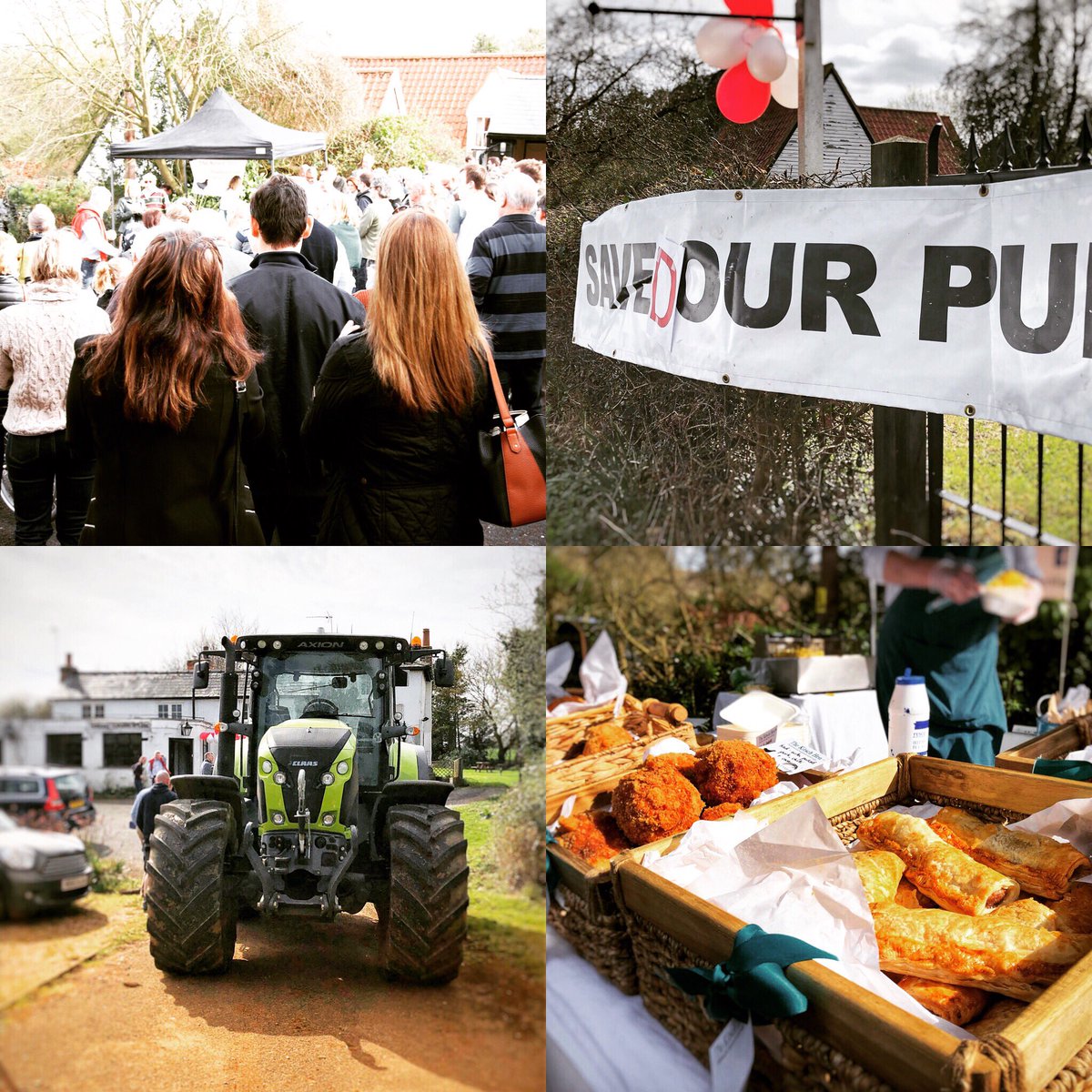 Helionspub's tweet photo. Helions Bumpstead celebrating &amp; looking forward with our newly acquired community pub. Good people = Good pub (together with Nethergate ale, scotch eggs, sausage rolls and a massive tractor) @NethergateBrew @PlunkettFoundat @coop_finance https://t.co/OpZHKnx37R