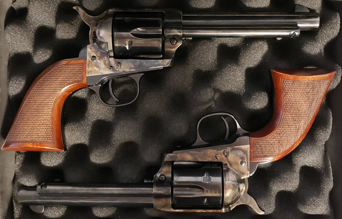BvShoots's tweet photo. Wahoo, back from the spa (aka gunsmith) after some tweaks to the triggers, firing pins, cylinders etc. They'll get some range time tomorrow night!!
#saa #singleaction #cowboygun #wheelgun #38special #357magnum #uberti #canadiangun #guns #revolver #cowboyaction https://t.co/OtaSsdXpuI