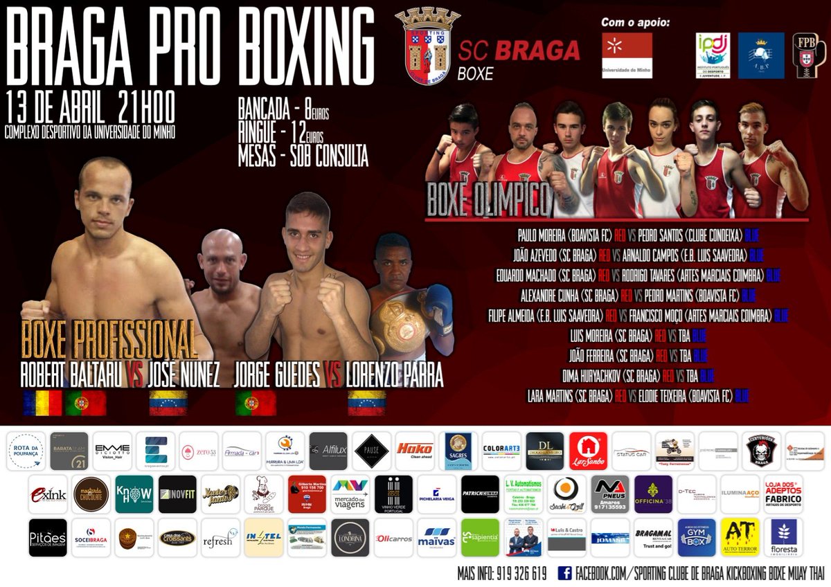 scbragaboxe's tweet photo. Braga Pro Boxing dia 13 Abril 2019 https://t.co/btMI24GVTN