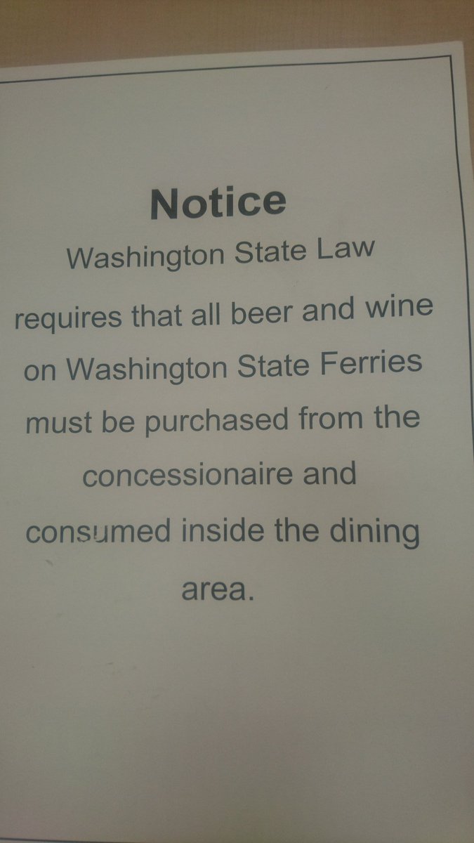 TheUnbookables's tweet photo. @centerplate Is the WA State Ferries contract an intentional tax loss? Why else sell beer but not provide anywhere to consume it? https://t.co/0sNbrqR2Vk