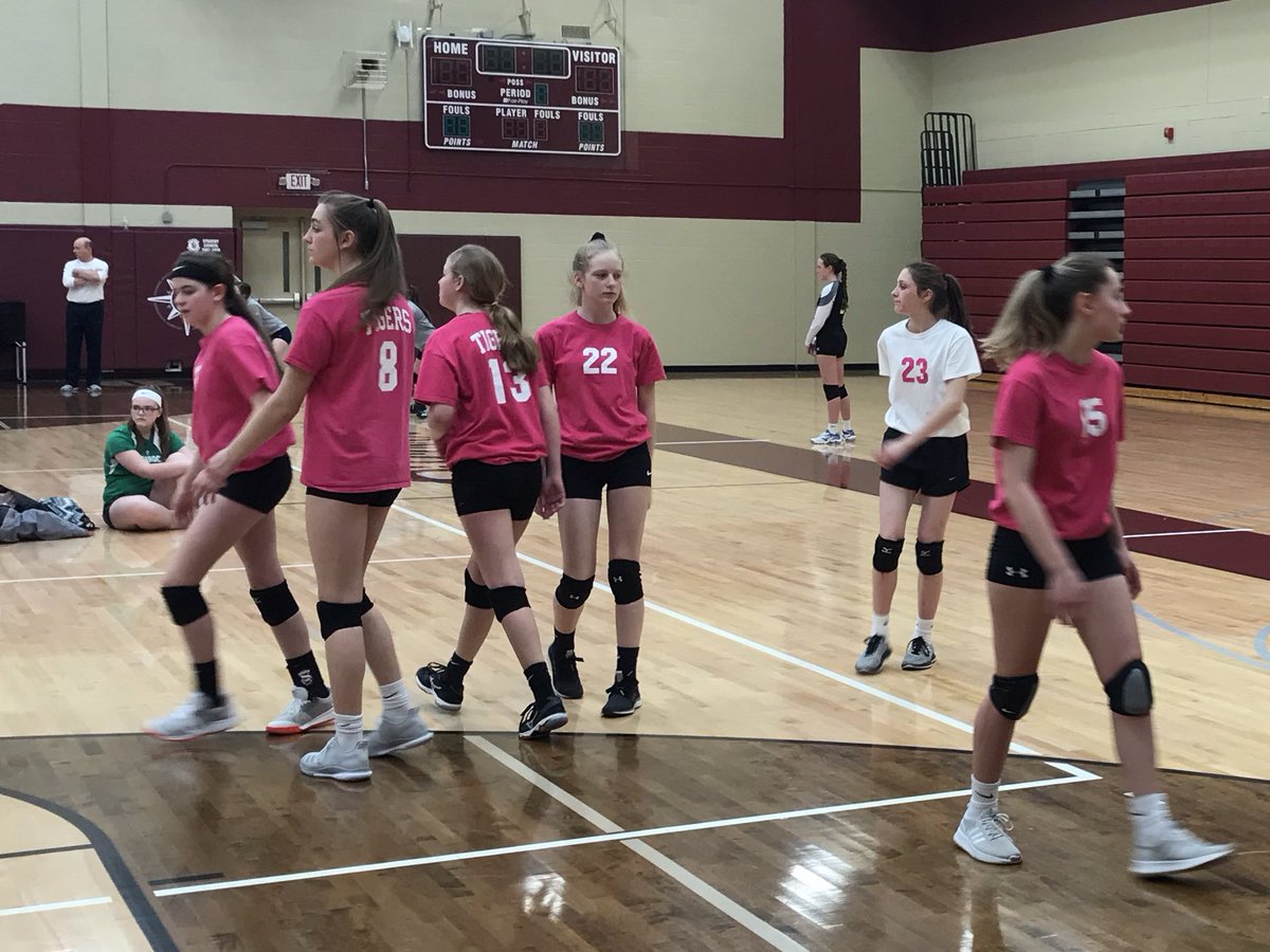 NBCTigerVball's tweet photo. Back to spring volleyball today. Haven’t been in gym in over 2 weeks. Didn’t do too bad without practice. Forgot to get pics of 7th graders. #7thgraders #8thgraders #tigersgettingbetter https://t.co/JyGyVDtj4M