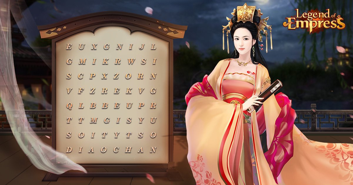 LegendofEmpress's tweet photo. Watch carefully, let's see how quickly⚡you can find the FIVE LegendofEmpress-related words?
#LegendofEmpress
❤The Most Addictive Love Affair
🧡The Most Legendary Empress Ever
🔽DOWNLOAD FOR FREE NOW:
✅App Store: https://t.co/iwTZxzgRTM
✅Google Play: https://t.co/eVpPjna781 https://t.co/xY0cDEnG0T
