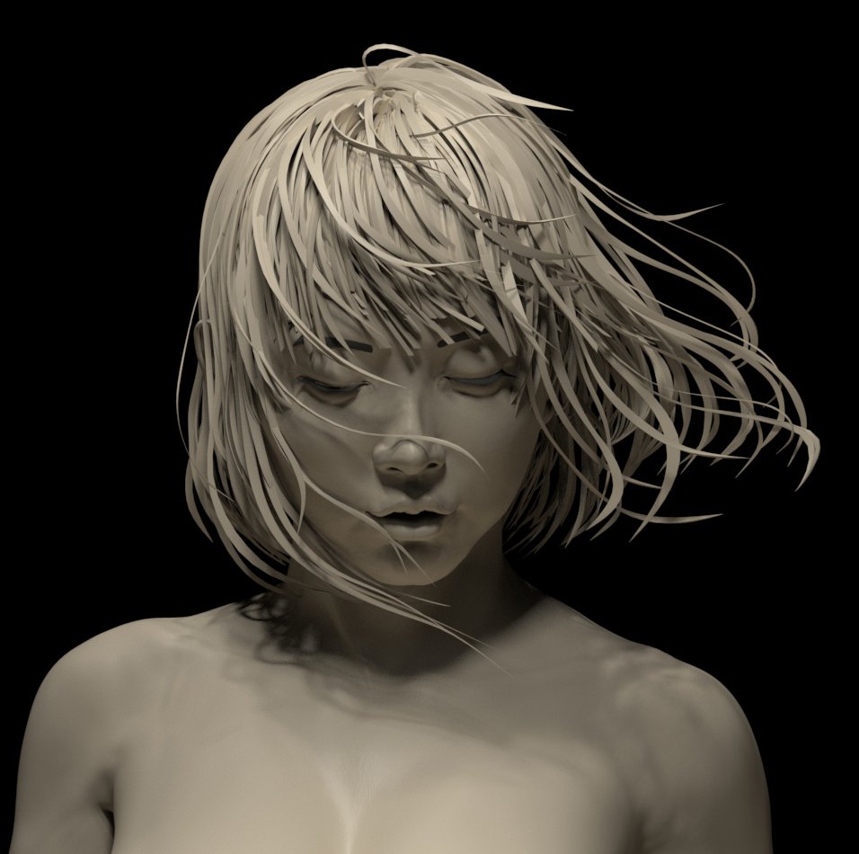 ট ইট র 渡嘉敷拓馬 フリーランスcgアーティスト 髪の毛の練習 リアルとフィギュアの中間を模索中