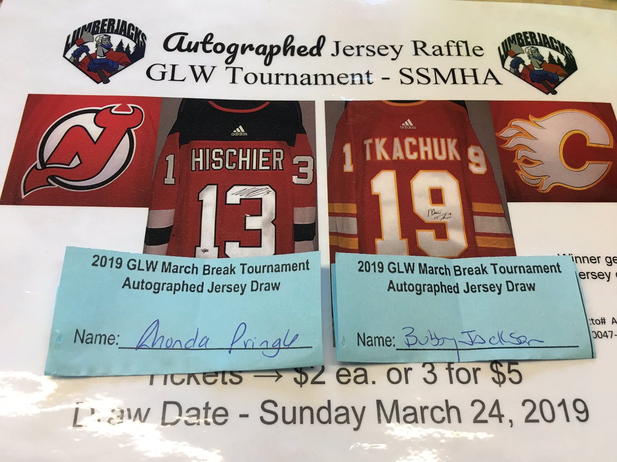 Congratulations  to Bubby Jackson and Rhonda Pringle! They were the winners our NHL autographed jerseys. Thanks to everyone who purchased tickets!
<a href="/glwtourny/">GLW Tournament</a>
