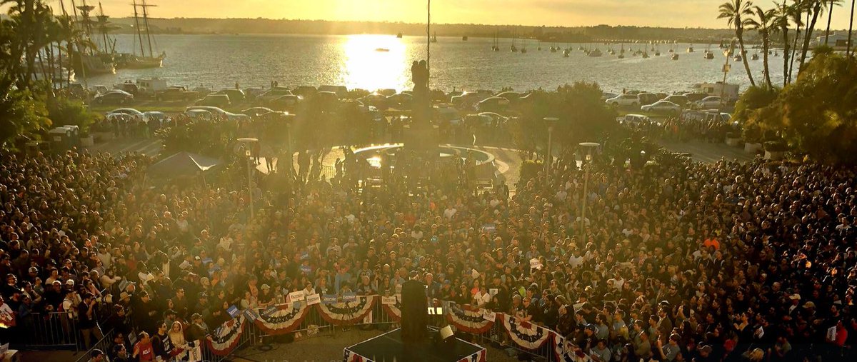 Poli_NewSense's tweet photo. Bernie in California this weekend:
San Diego: 6k+
Los Angeles: 15k+
San Fran: 16k+
As a volunteer who for a week reached out to #Bernie2020 supporters, I can tell u about 25% was missing from the rallies due to short notice schedule conflicts. #BernieInSF #BernieInLA #BernieInSD https://t.co/VSC0RW5SIA