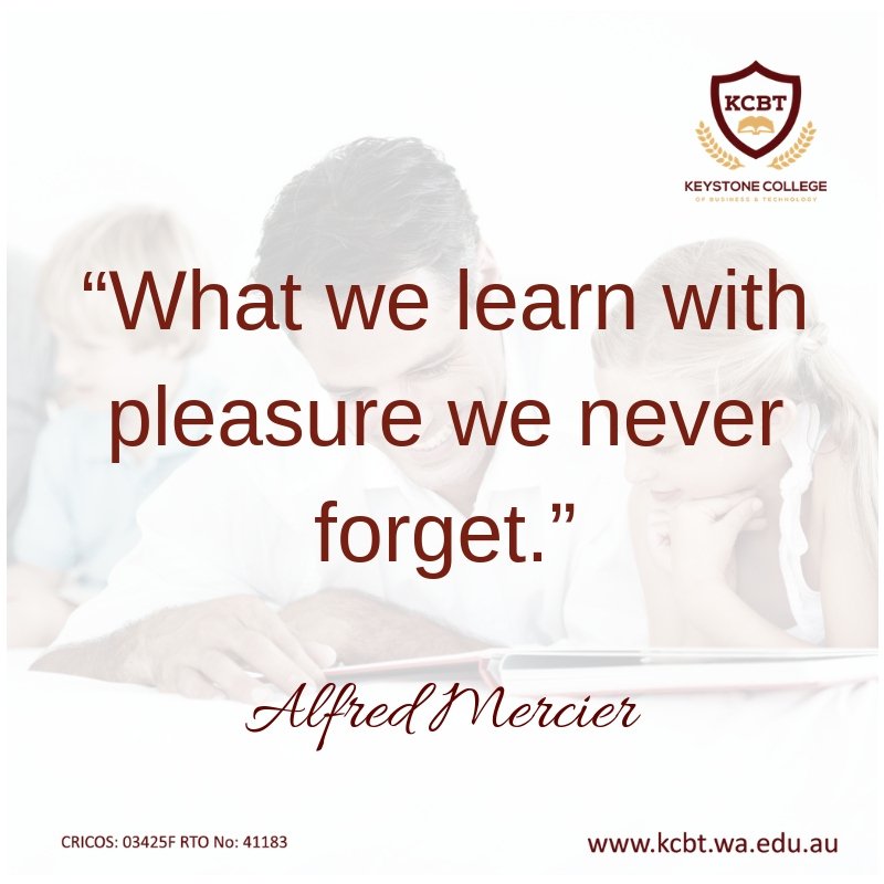 Take pleasure in your education and enjoy the path you have chosen⁣...  'What we learn with pleasure we never forget'- Alfred Mercier⁣
⁣⁣
#kcbt #keystonecollegeperth #orientation #newstudents #internationalstudents #perthstudents #studyperth #mondaymotivation #alfredmercier