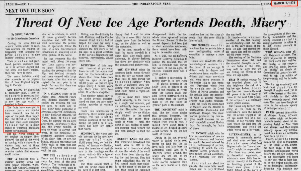 60. Flashback to only 32 years earlier when GLOBAL COOLING was deemed to be as great of a threat to humankind as nuclear annihilation.
