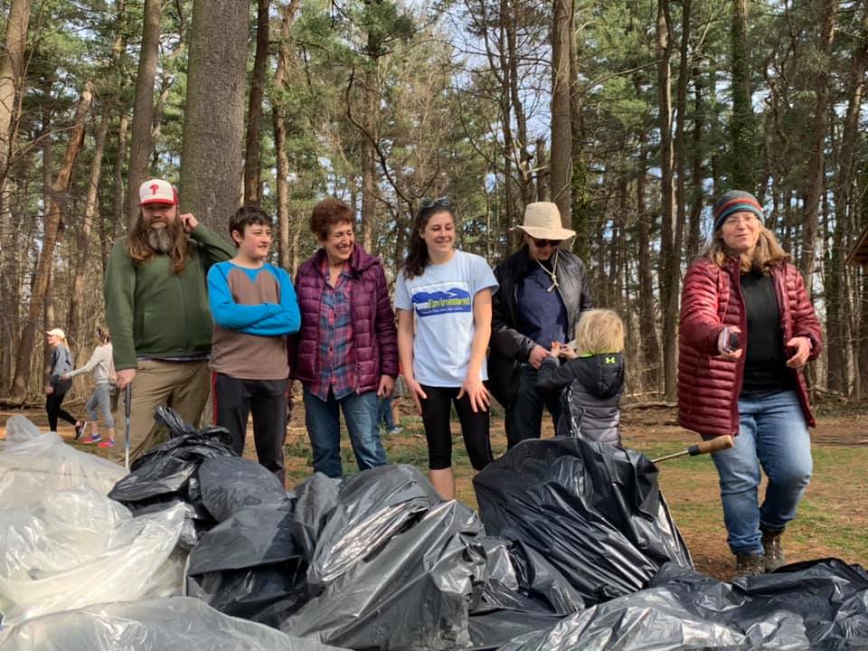 PennEnvironment's tweet photo. Today, we went to Wissahickon Valley park with @FOWissahickon for a spring clean-up. We collected 20 bags of trash and 10 bags of recyclables in total. It's time to shift to #ZeroWaste and stop #plasticpollution to keep our parks beautiful and trash-free. #WildlifeOverWaste https://t.co/1gXytg4TqZ