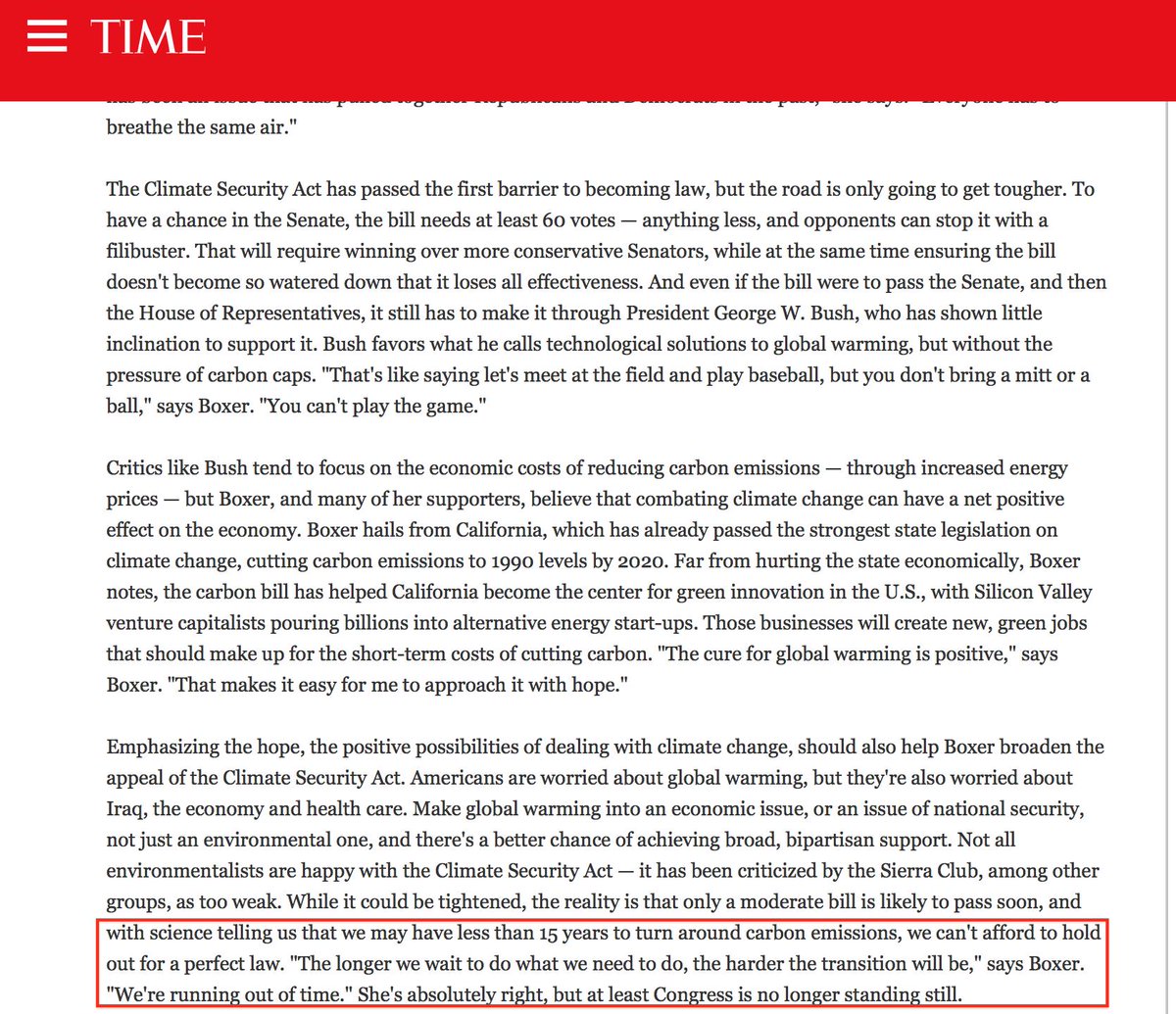 66. 2008 - Sen Barbara Boxer said that we actually had 15 years to turn things around according to climate 'science'. http://content.time.com/time/health/article/0,8599,1707560,00.html