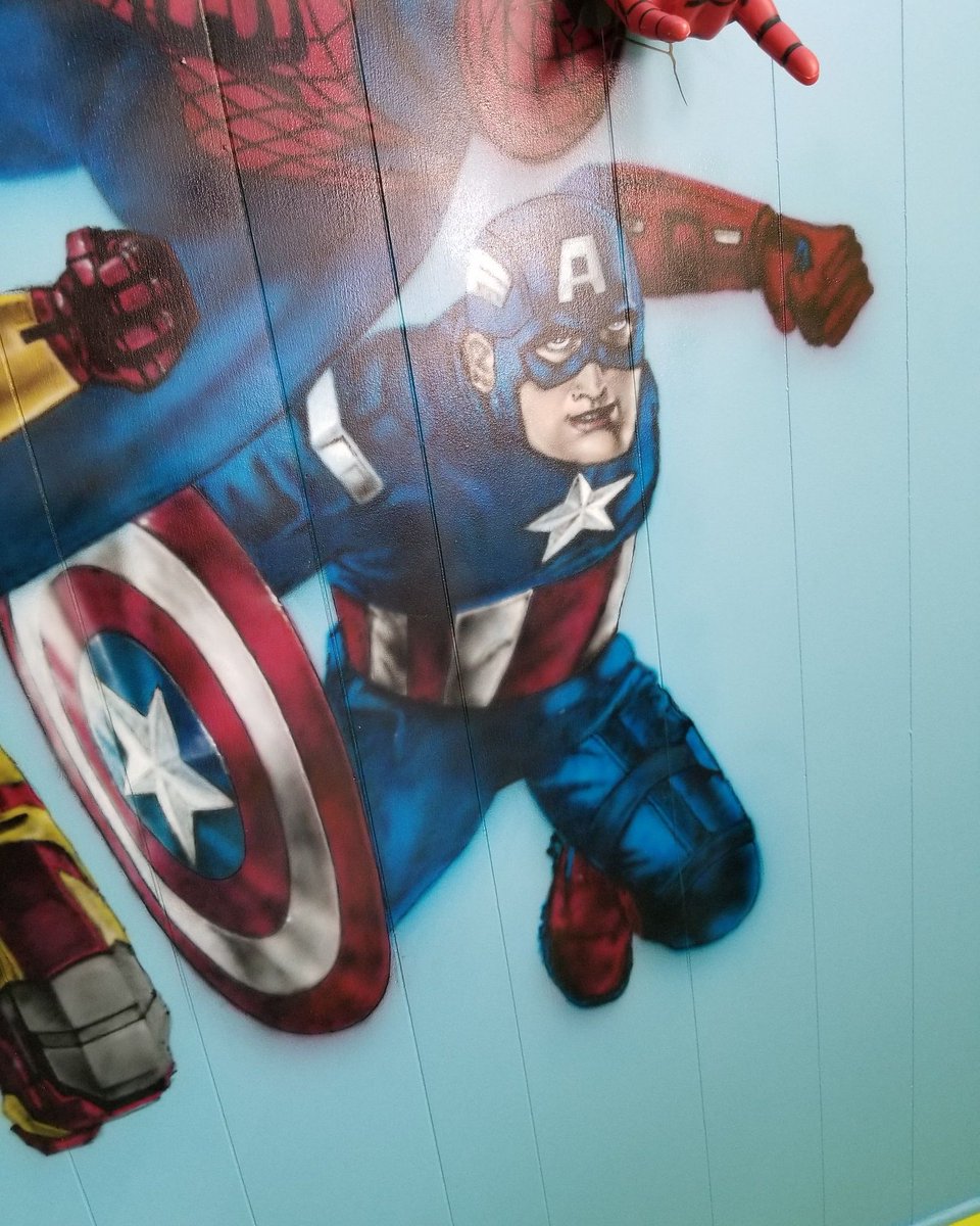 WonderEvy01's tweet photo. Have you seen my new video @YouTube? #Marvel #superheroes #airbrush #mural with #3dlights! Link in bio!🤘 @Marvel #avengers #walldecor #airbrushmural #wallpainting #superhero #art #artist #painting #artwork #decoration #decor #geek #geeky #nerd #nerdy #AvengersEndgame https://t.co/w5A0fFEBPk