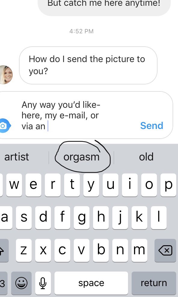 JessDrewThis's tweet image. Wrong app, iPhone. #iphonefail #predictivetext