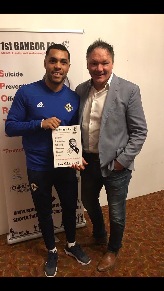 SPORTSmhNI's tweet photo. Thanks to the lads from the GAWA showing their support to our initiative. Josh Magennis THANK YOU @SPORTS_1stBgr #GAWA @BeckyWeir1 @deangordon213 @TJDOUGS https://t.co/hOgDs65zDC