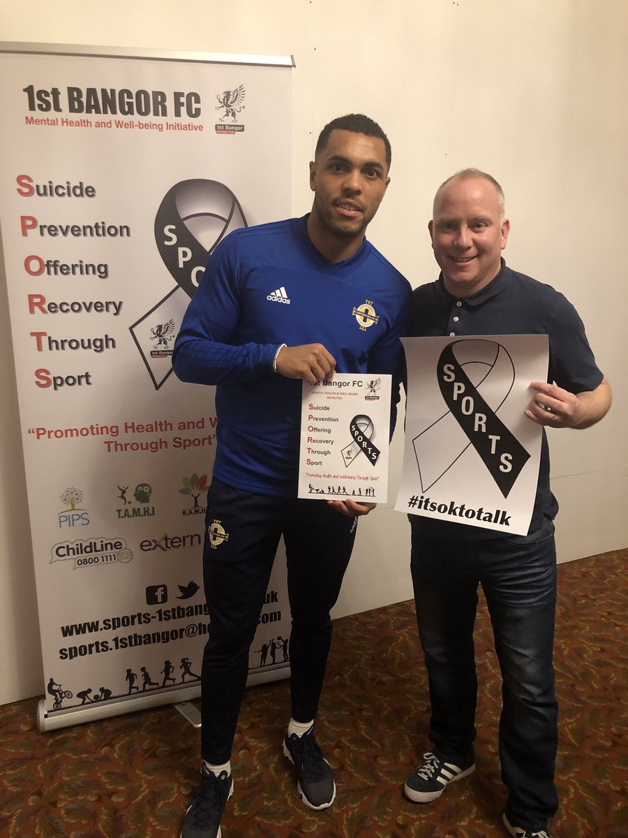 SPORTSmhNI's tweet photo. Thanks to the lads from the GAWA showing their support to our initiative. Josh Magennis THANK YOU @SPORTS_1stBgr #GAWA @BeckyWeir1 @deangordon213 @TJDOUGS https://t.co/hOgDs65zDC