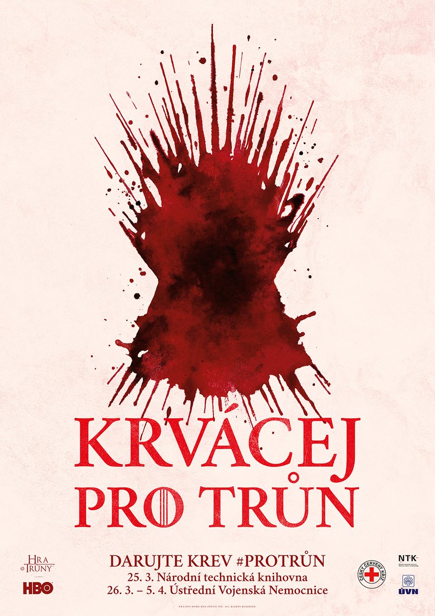 StreamMaxCZSK's tweet photo. Již dnes můžete prokázat svou odvahu a darovat krev #ProTrůn od 8:00 v Národní technické knihovně. Více informací: https://t.co/73kQUQ3ib7 https://t.co/hpyk15cGOh