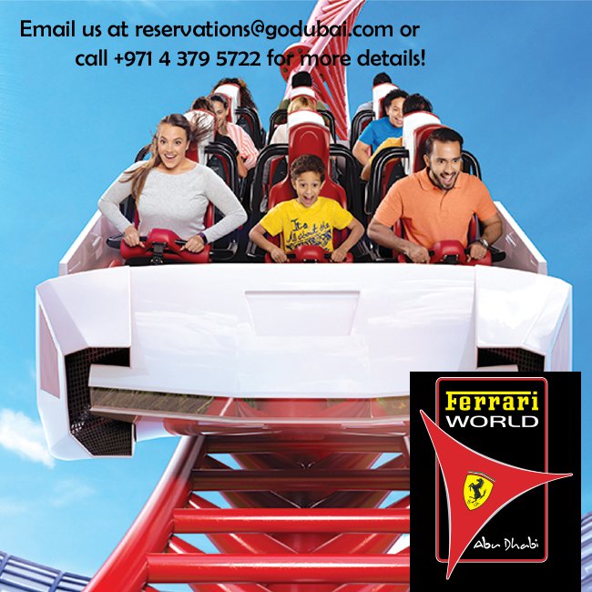 Dubaiprnetwork's tweet image. Experience and discover the Ferrari World Abu Dhabi! For bookings email us at reservations@godubai.com or call +971 4 379 5722 for more details!
#funadventure #familyadventure #godubaipromo #promotours #touroffers #lowestoffer #tourpromotions #godubaitours #dubaiprnetwork