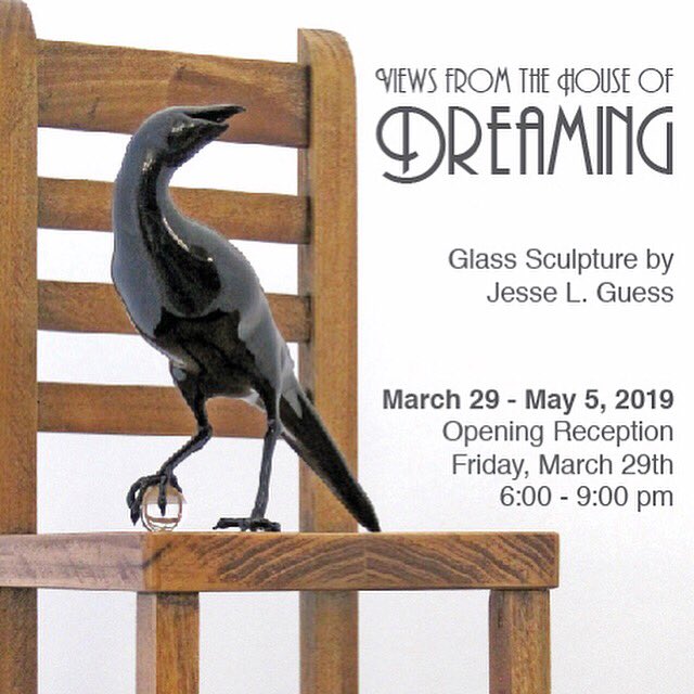 Excited to show Jesse Guess’s work in our gallery. #creative #denver #denverart #glassart #crows