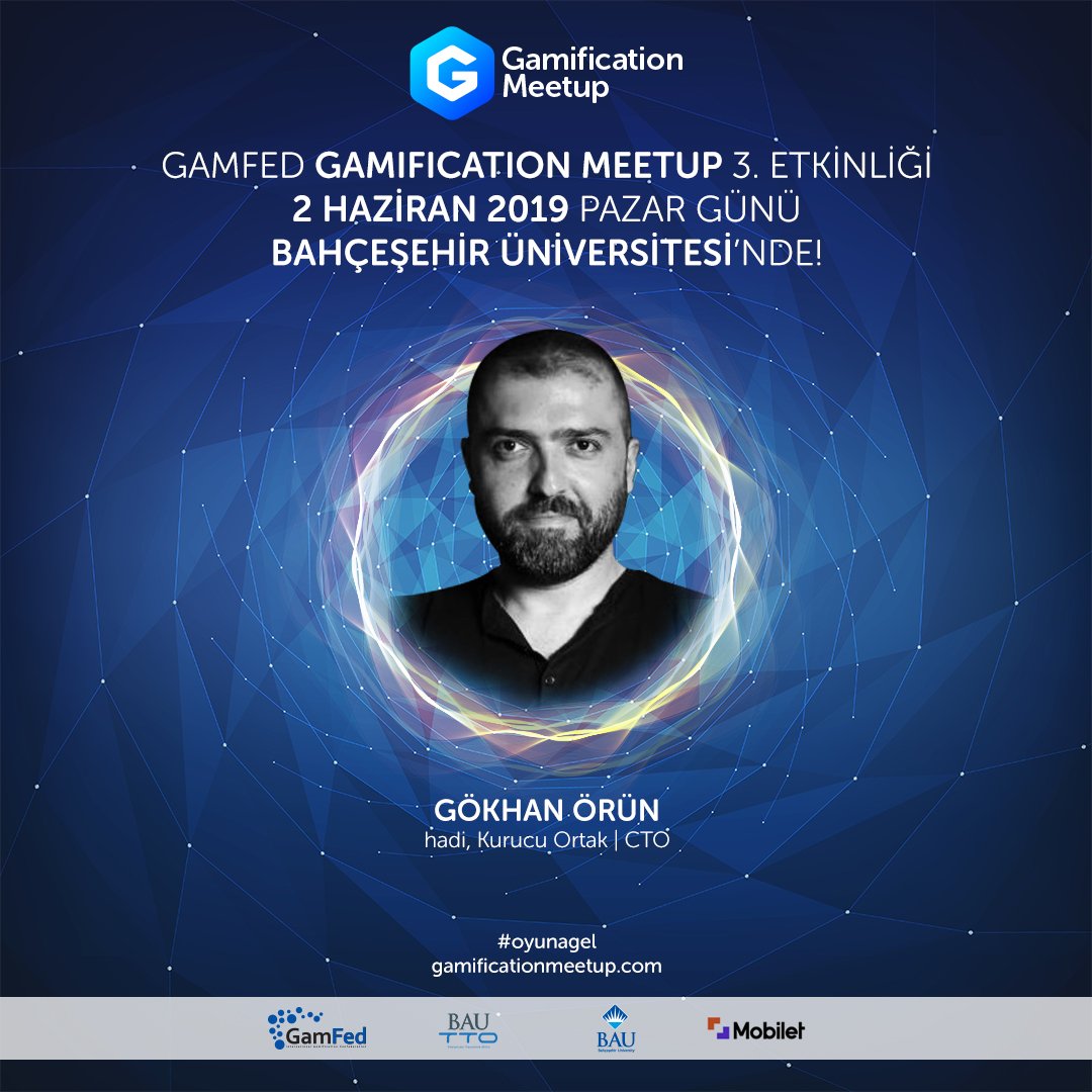 GamfedTurkiye's tweet photo. 📢Hadi - Bilgi Yarışması kurucusu @GokhanOrun bu yıl 3.sü düzenlenen #GamificationMeetup 'ta olacak. 
Oyunu ciddiye alanlar burada! Peki ya sen?😎

🗓️: 2 Haziran 2019
📍: Bahçeşehir Üniversitesi
🎟️: https://t.co/x7sxF9lf4a
 #oyunagel #gamification #oyunlaştırma #oyunlastirma https://t.co/FbrqH20gN7