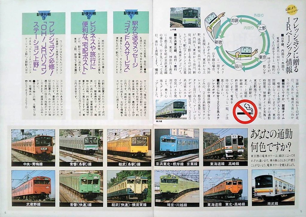 JR東日本『STATION』（1989年3月）より 30年前の東京の電車