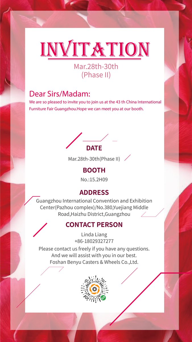Roundworldltd's tweet photo. Round of the world Ltd/Benyu Caster warmly welcome your visit to our booth
China International Furniture Fair(Guangzhou)
Date: Mar.28-30, 2019
Booth number:No.15.2 H09
#casters #wheel #furniturcaster #industrialcasters #castor #casterwheels #casterwheel #polyurethanecaster https://t.co/oGG2wOPSDI