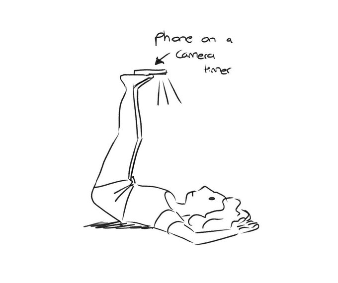 When you need a reference of a lying down pose but you don't want to ask someone to stand over you 