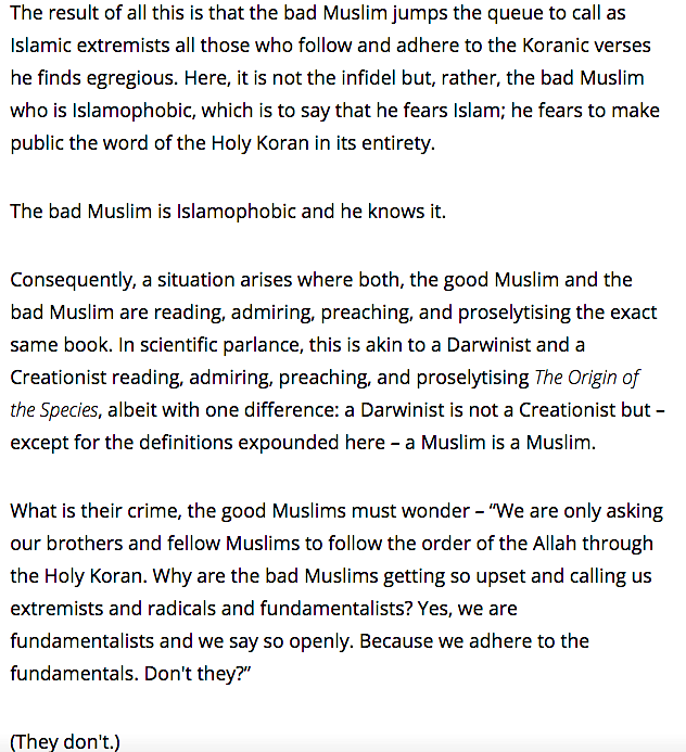 Islamophobia: 1. Irrational fear of believers of Islam among non-Muslims.2. Rational fear of discussing Islam in its entirety among Muslims. (Snare the fundamentalists but spare the fundamentals.)  https://swarajyamag.com/ideas/selective-submission-and-the-quest-for-a-muslim-identity?utm_content=buffer3ecef&utm_medium=social&utm_source=twitter.com&utm_campaign=buffer